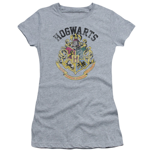 Harry Potter - Hogwarts Crest - Short Sleeve Junior Sheer - Athletic Heather T-shirt