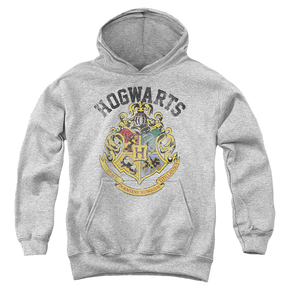 Harry Potter - Hogwarts Crest - Youth Pull-over Hoodie - Athletic Heather