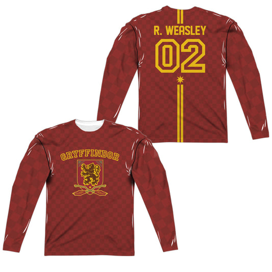Harry Potter - Weasley Sweater (Front/back Print) - Long Sleeve Adult Poly Crew  - White T-shirt