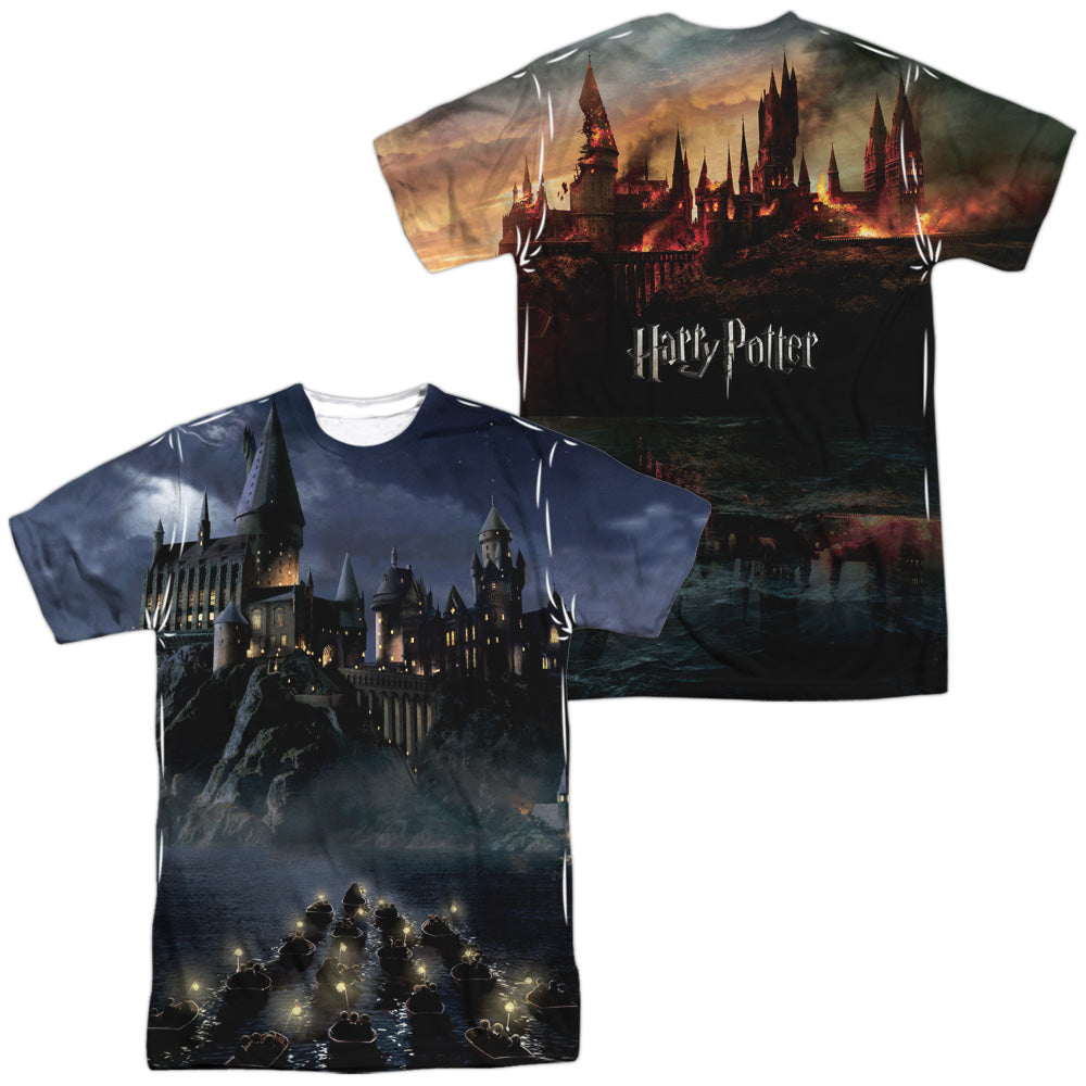 Harry Potter - Hogwarts (Front/back Print) - Short Sleeve Adult Poly Crew - White T-shirt