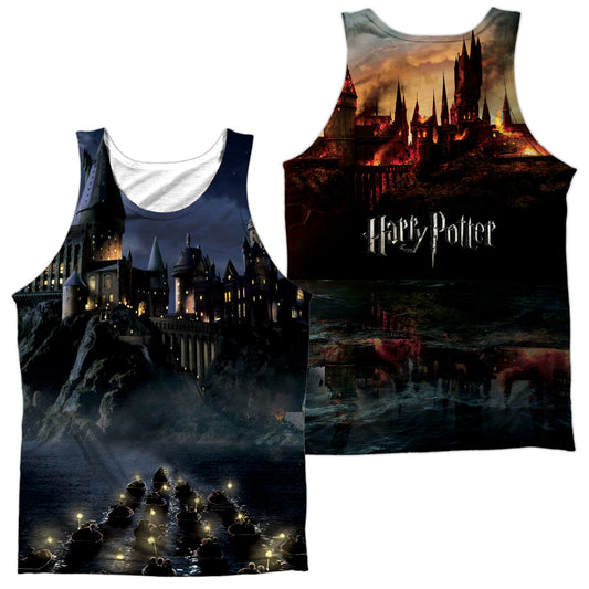 Harry Potter - Hogwarts (Front/back Print) - Adult Poly Tank Top - White