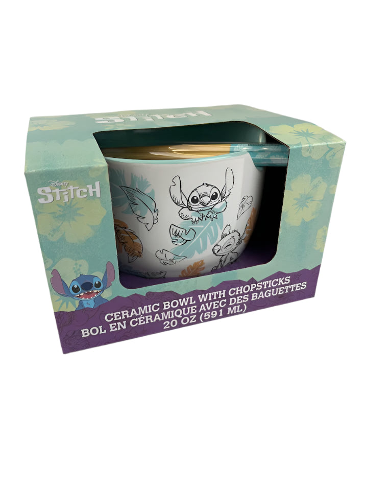 Lilo & Stitch Sketch Ramen Bowl with Chopsticks