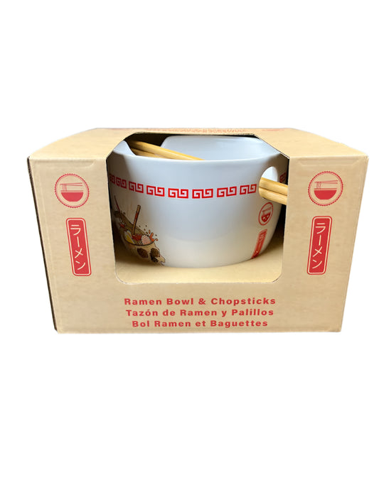 Ramen Bowl and Chopsticks - Skull