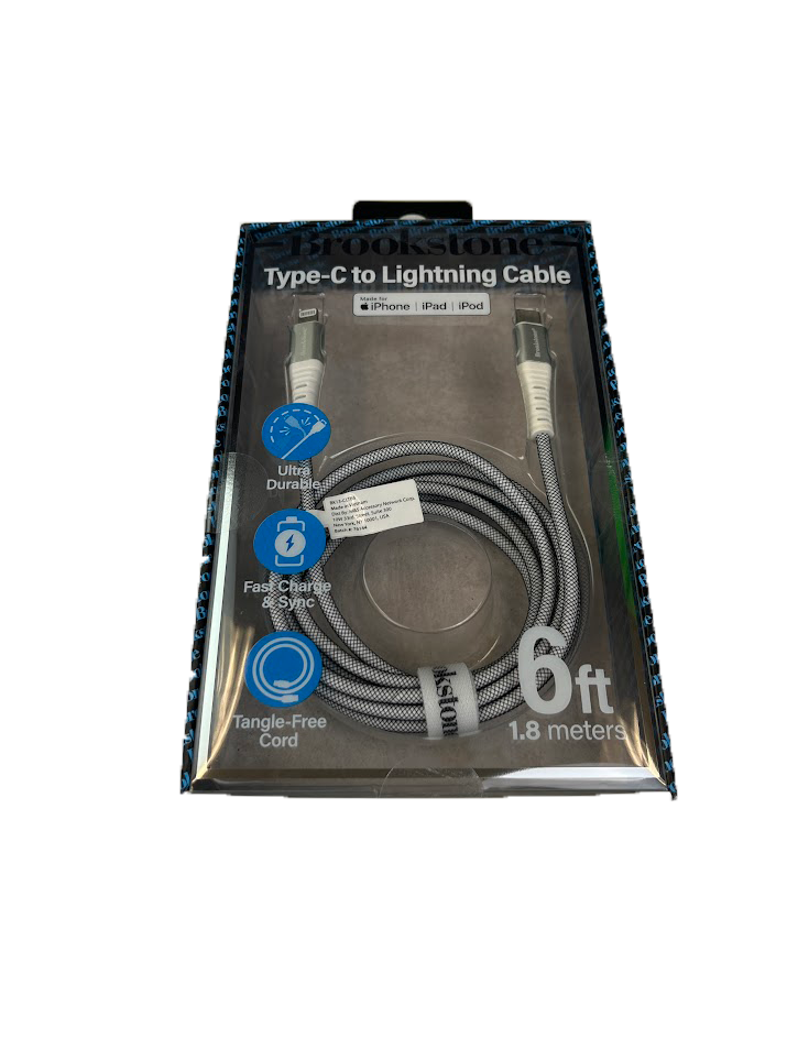 Brookstone 6ft Braided USB-C to Lightning Cable - White