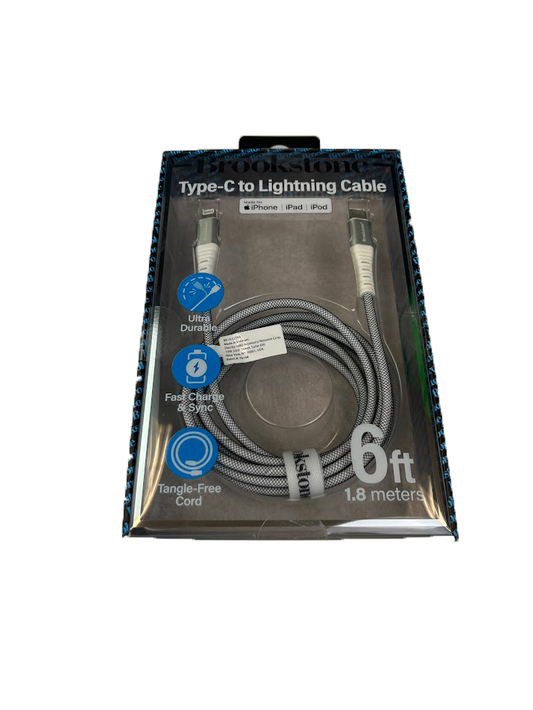 Brookstone 6ft Braided USB-C to Lightning Cable - White