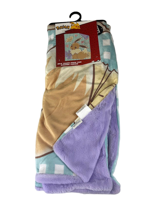 Pokemon Eevee Floral Double-Sided Faux Fur Blanket