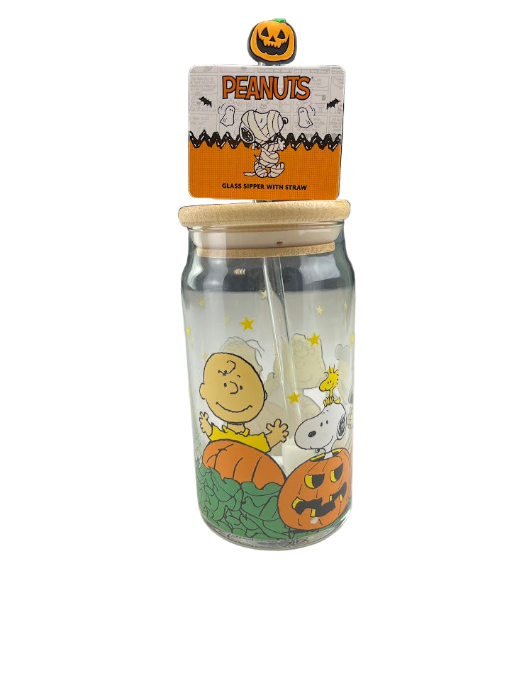 Peanuts Pumpkin Glass Sipper