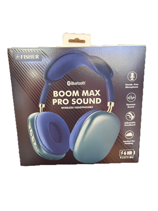 Boom Max Pro Sound Wireless Headphones - Blue