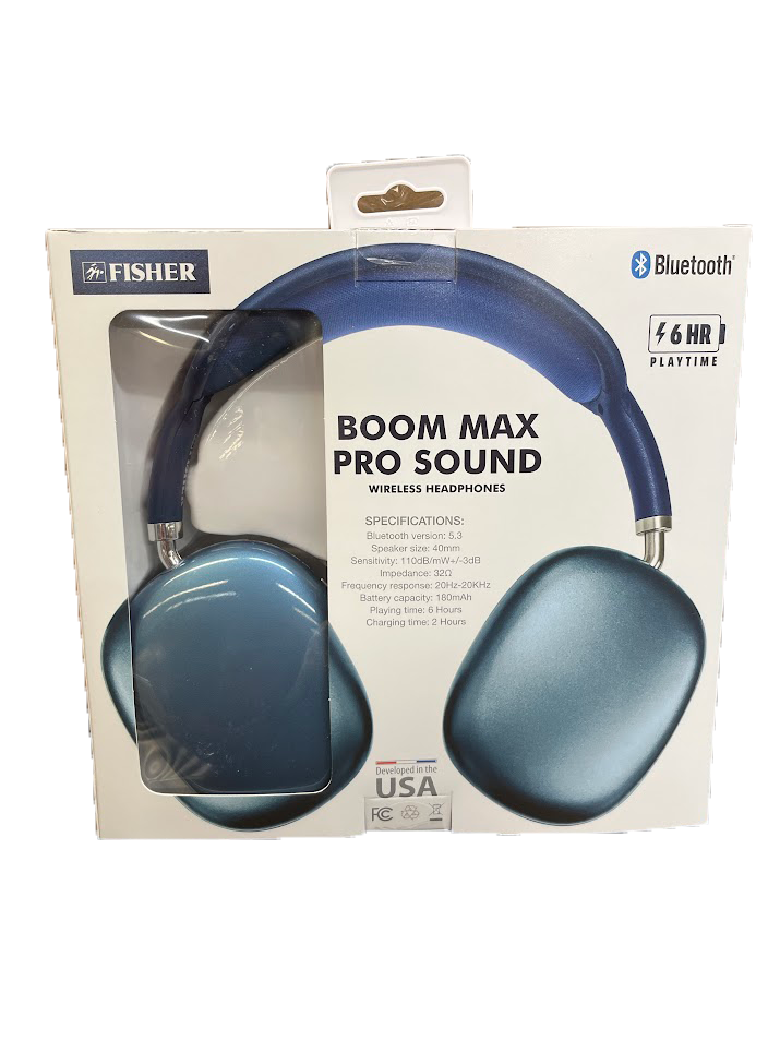 Boom Max Pro Sound Wireless Headphones - Blue