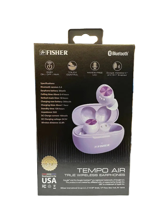 Tempo Air True Wireless Earphones - Purple
