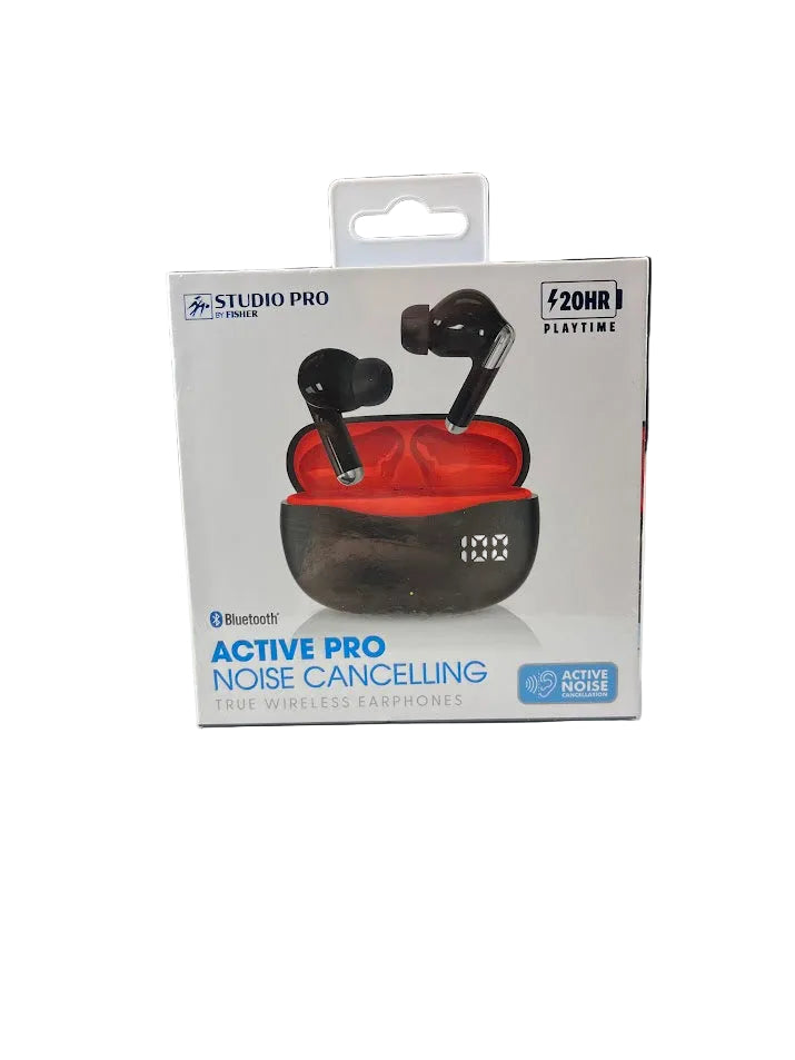 True Wirelees Active Pro Noise Cancelling Earphones - Black/Red