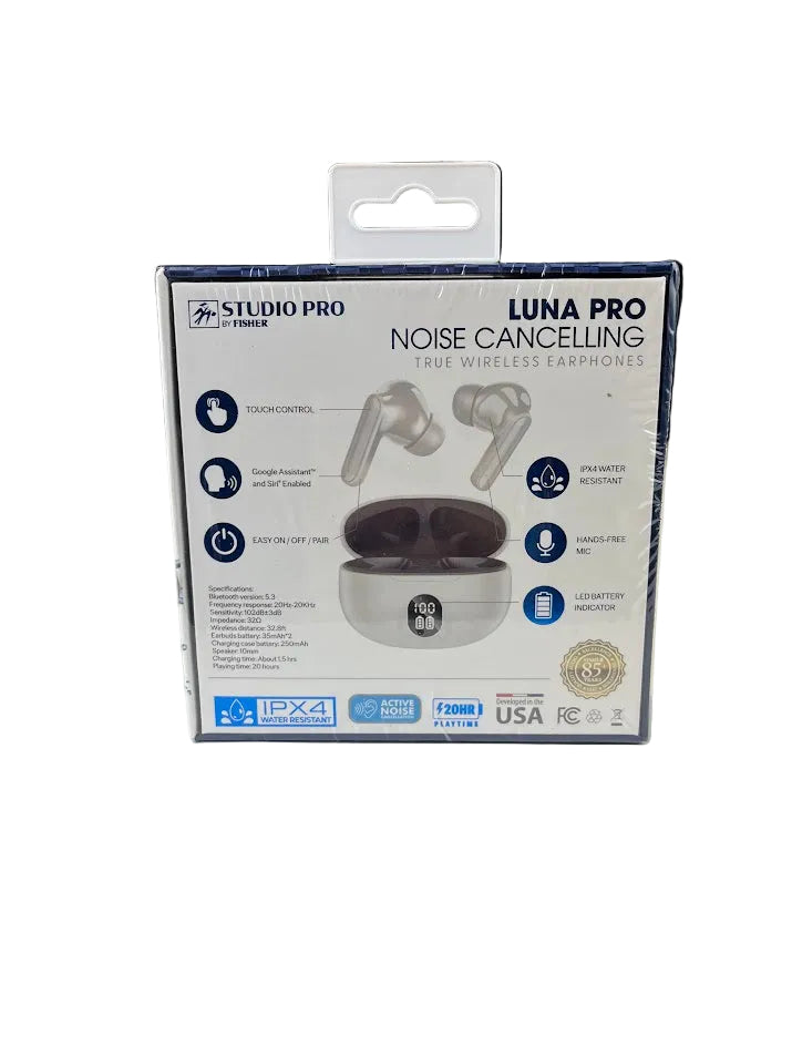 Luna Pro Noise Cancelling True Wireless Earphones - White