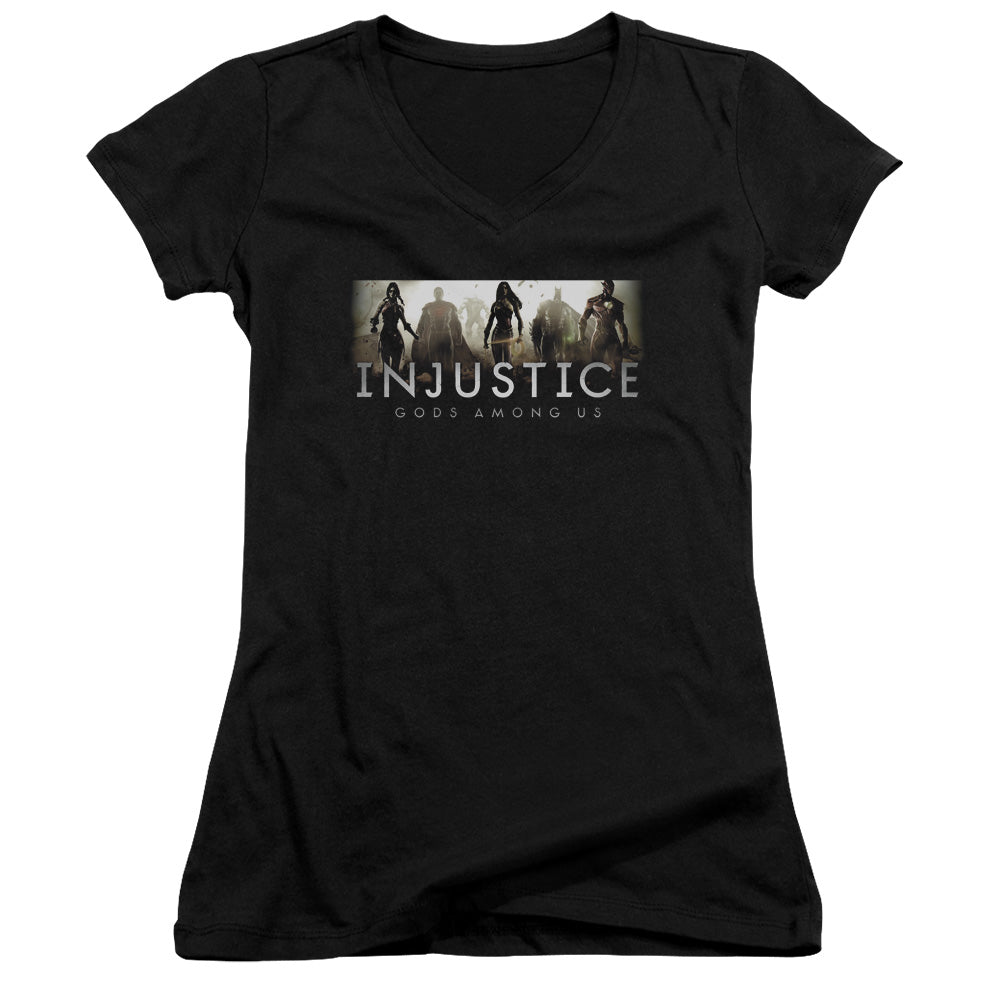 Injustice Gods Among Us Logo - Junior V-neck - Black