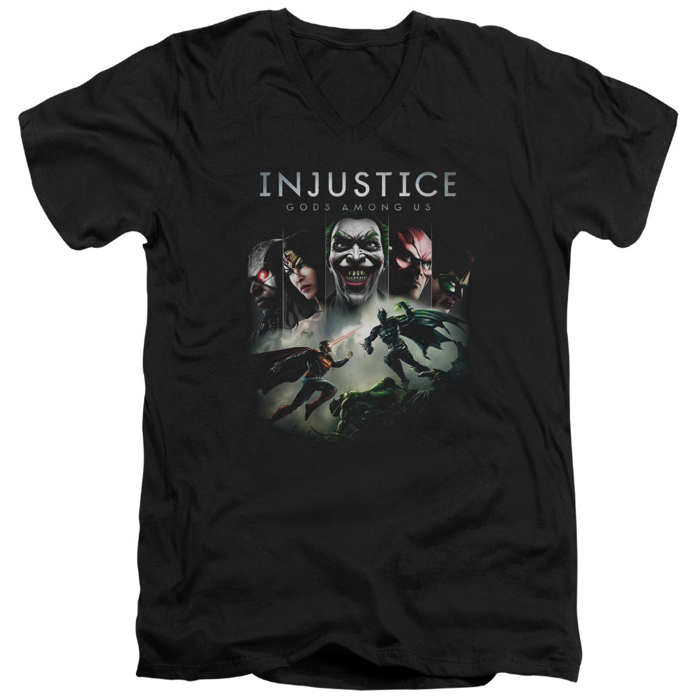 Injustice Gods Among Us - Key Art - Short Sleeve Adult V-neck 30/1 - Black T-shirt