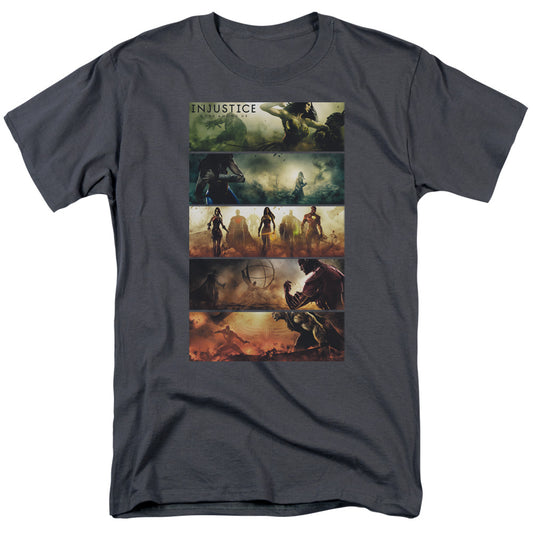 Injustice Gods Among Us - Panels - Short Sleeve Adult 18/1 - Charcoal T-shirt