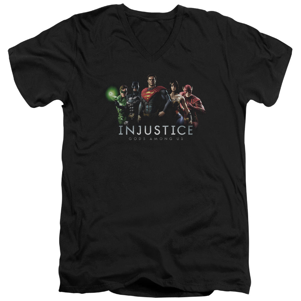 Injustice Gods Among Us - Injustice League - Short Sleeve Adult V-neck 30/1 - Black T-shirt