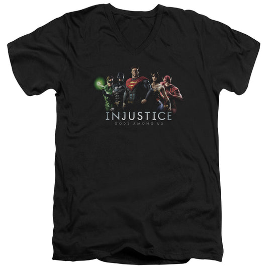 Injustice Gods Among Us - Injustice League - Short Sleeve Adult V-neck 30/1 - Black T-shirt