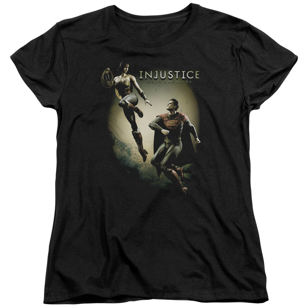 Injustice Gods Among Us - Battle Of The Gods - Short Sleeve Womens Tee - Black T-shirt