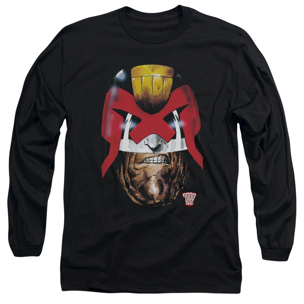 Judge Dredd - Dredds Head - Long Sleeve Adult 18/1 - Black T-shirt