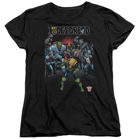 Judge Dredd - Behind You - Short Sleeve Womens Tee - Black T-shirt