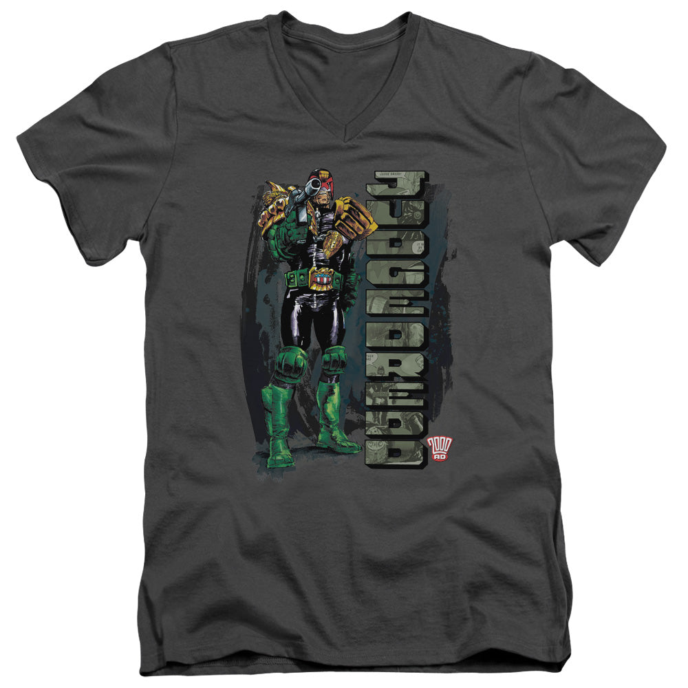 Judge Dredd - Blam - Short Sleeve Adult V-neck - Charcoal T-shirt