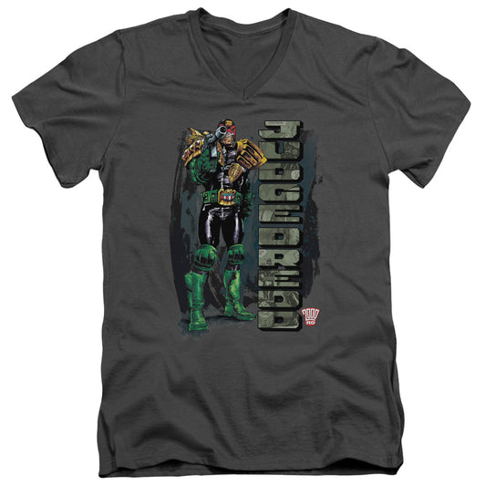 Judge Dredd - Blam - Short Sleeve Adult V-neck - Charcoal T-shirt