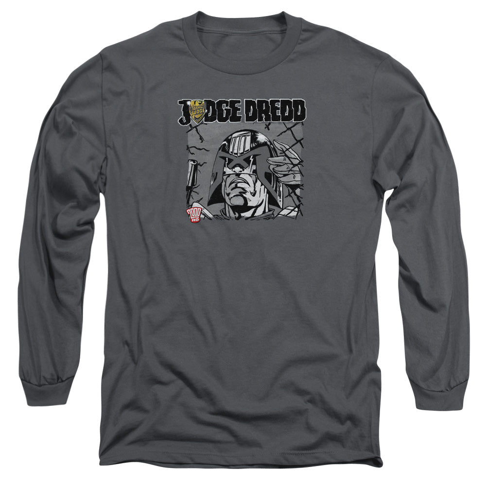 Judge Dredd - Fenced - Long Sleeve Adult 18/1 - Charcoal T-shirt