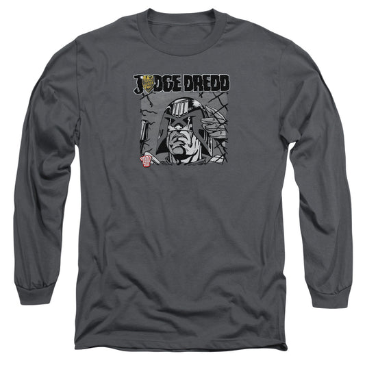 Judge Dredd - Fenced - Long Sleeve Adult 18/1 - Charcoal T-shirt