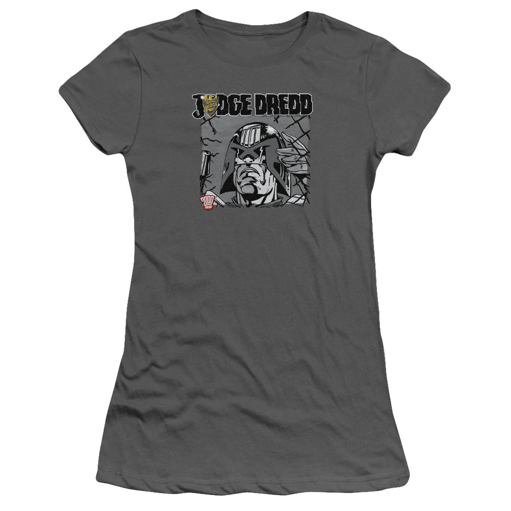Judge Dredd - Fenced - Short Sleeve Junior Sheer - Charcoal T-shirt