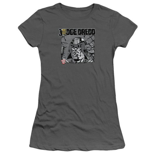 Judge Dredd - Fenced - Short Sleeve Junior Sheer - Charcoal T-shirt