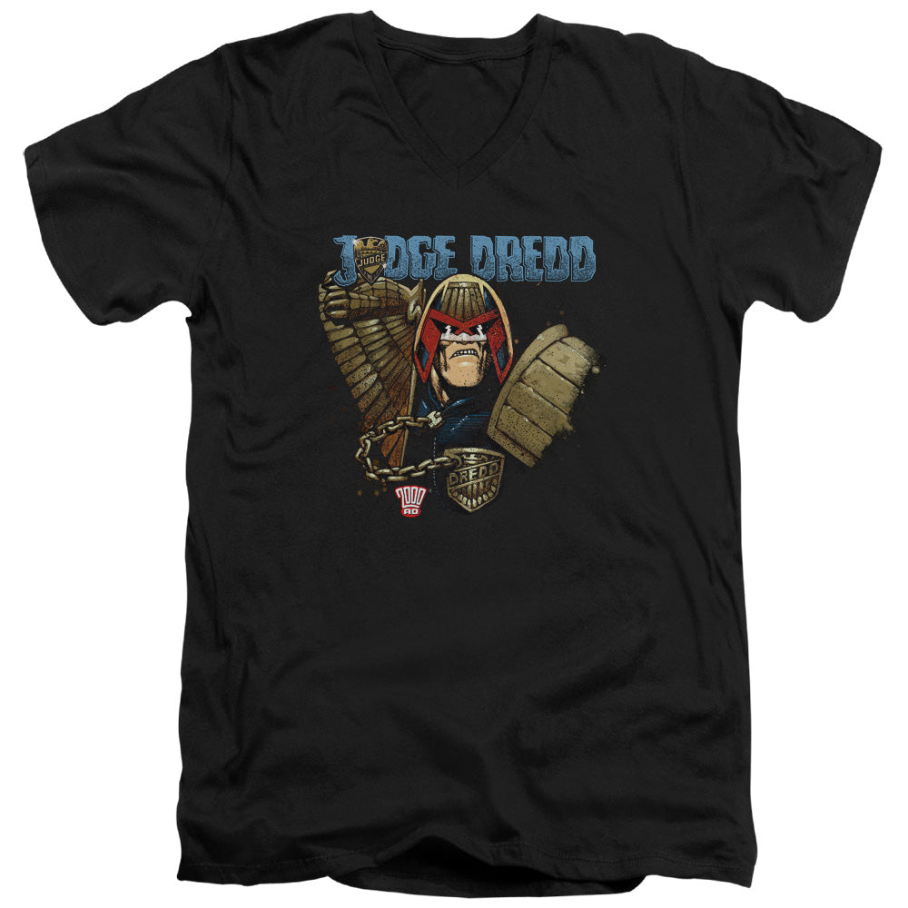 Judge Dredd - Smile Scumbag - Short Sleeve Adult V-neck - Black T-shirt