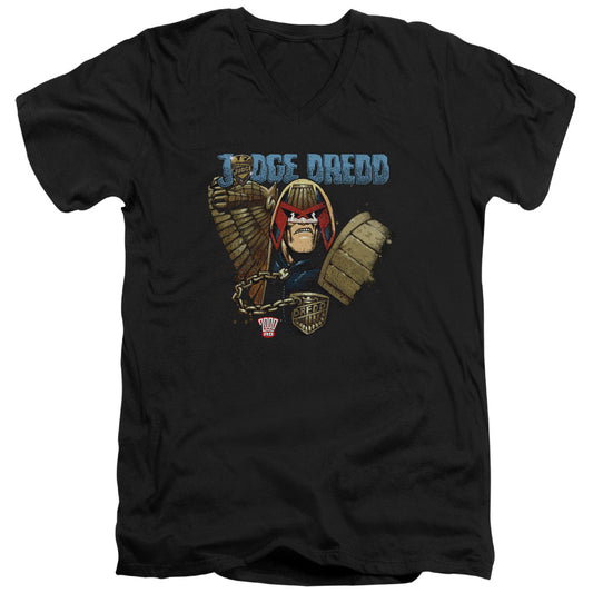 Judge Dredd - Smile Scumbag - Short Sleeve Adult V-neck - Black T-shirt