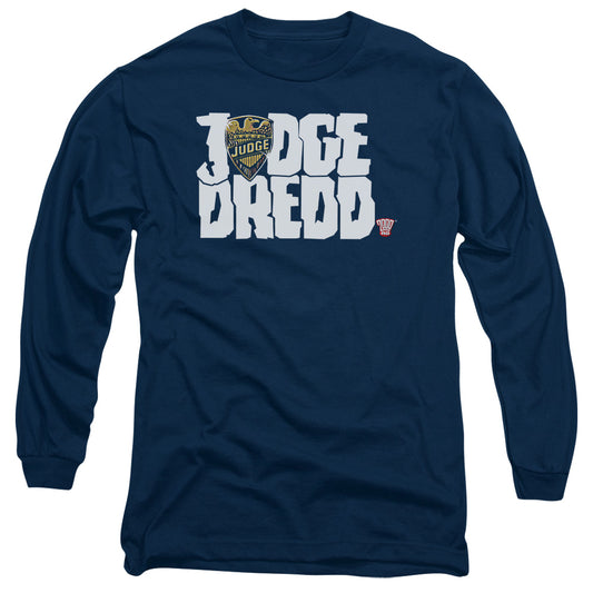 Judge Dredd - Logo - Long Sleeve Adult 18/1 - Navy T-shirt
