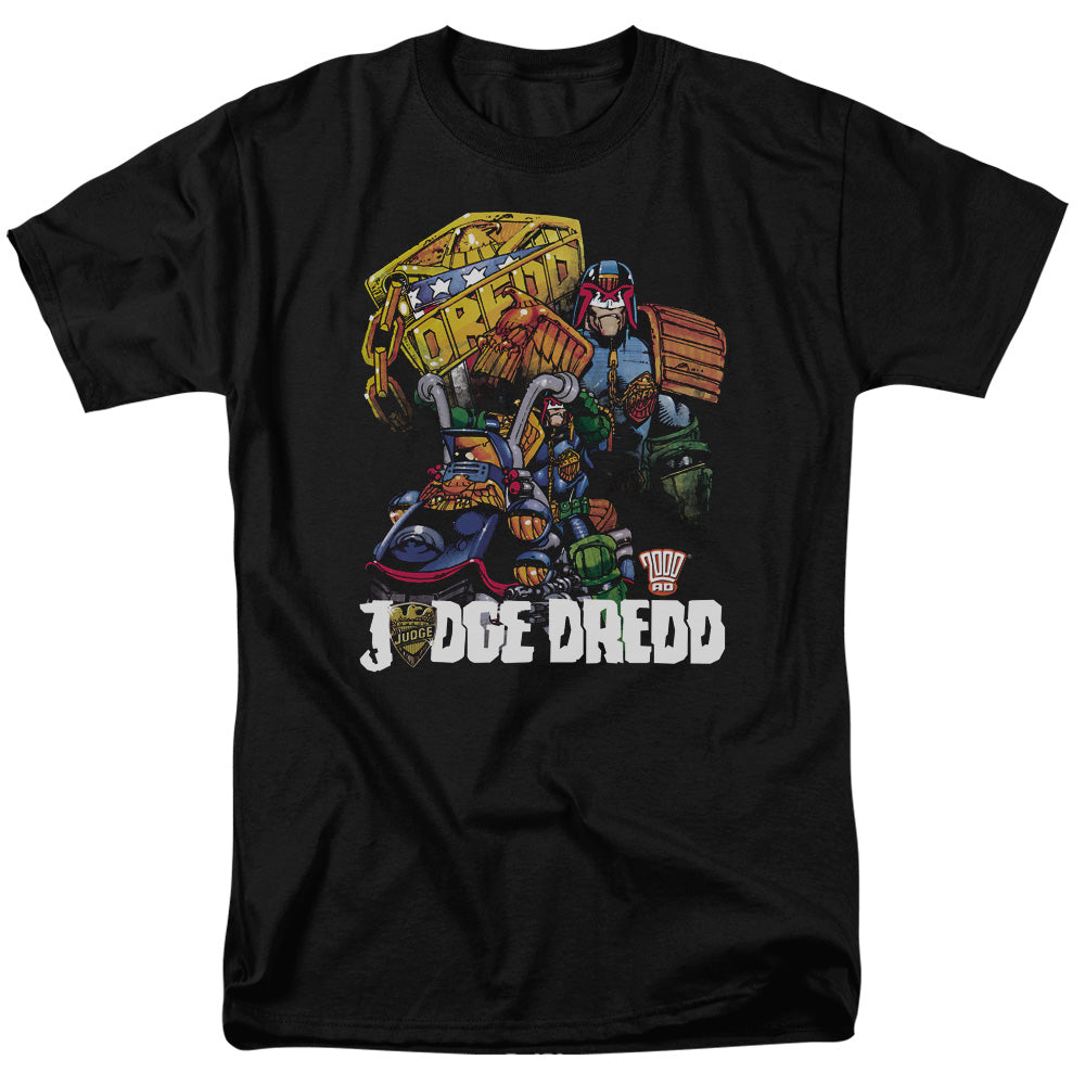 Judge Dredd - Bike And Badge - Short Sleeve Adult 18/1 - Black T-shirt