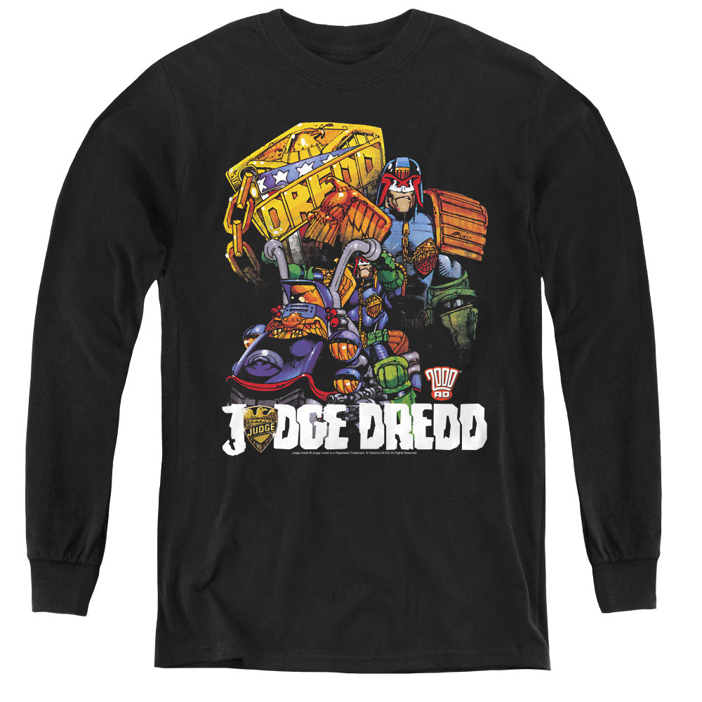 Judge Dredd - Bike And Badge - Youth Long Sleeve Tee - Black