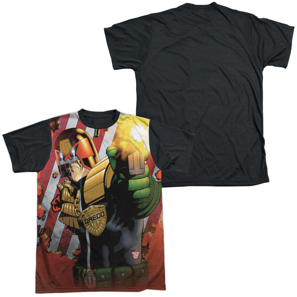 Judge Dredd - Democracy - Short Sleeve Adult White Front Black Back   - White T-shirt