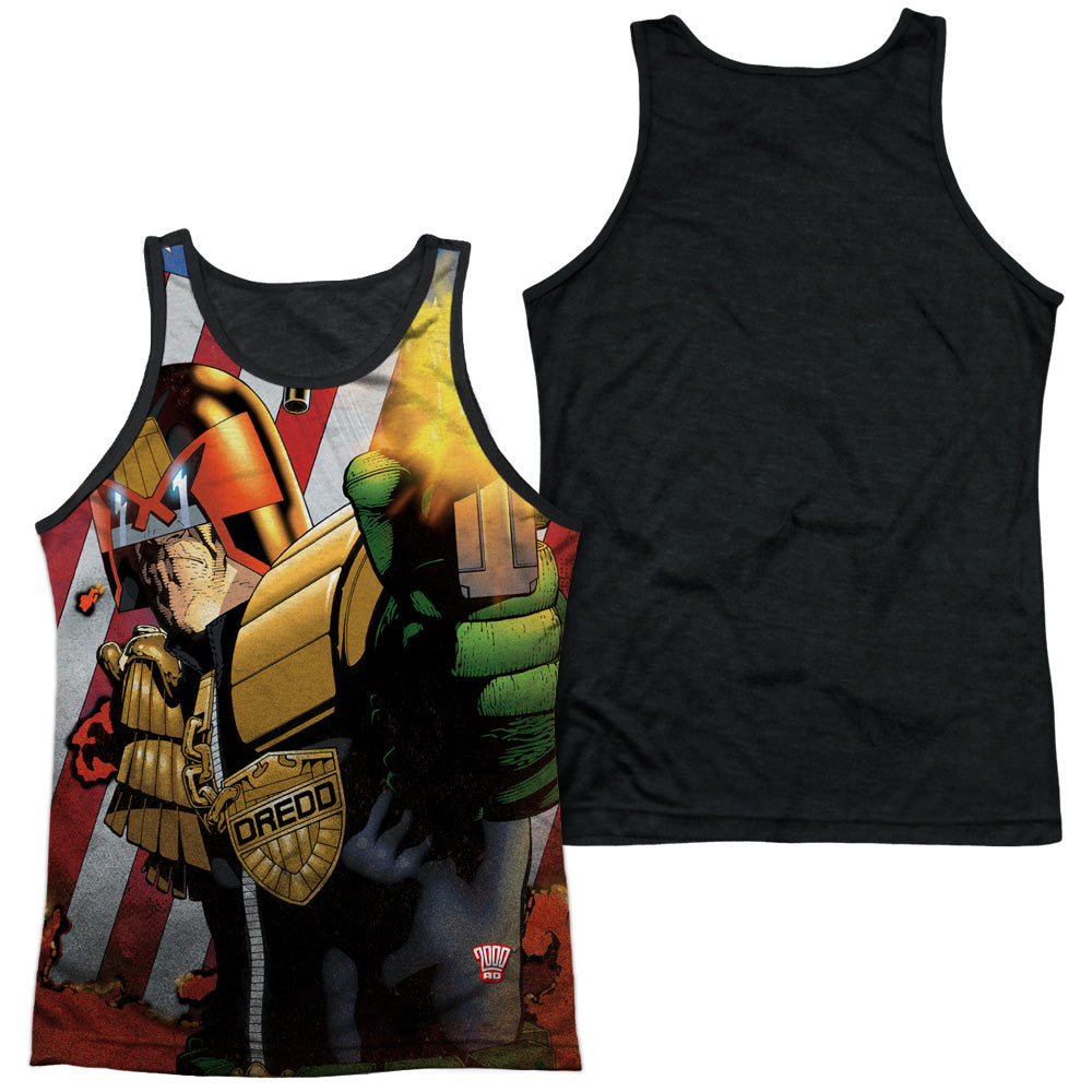 Judge Dredd - Democracy - Adult Poly Tank Top Black Back - White