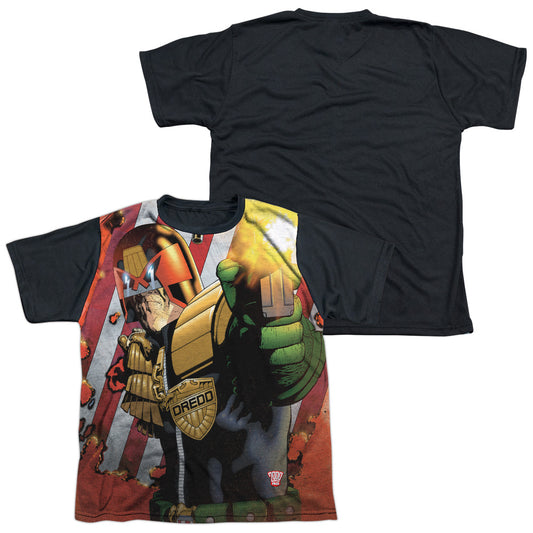 Judge Dredd - Democracy - Short Sleeve Youth White Front Black Back   - White T-shirt