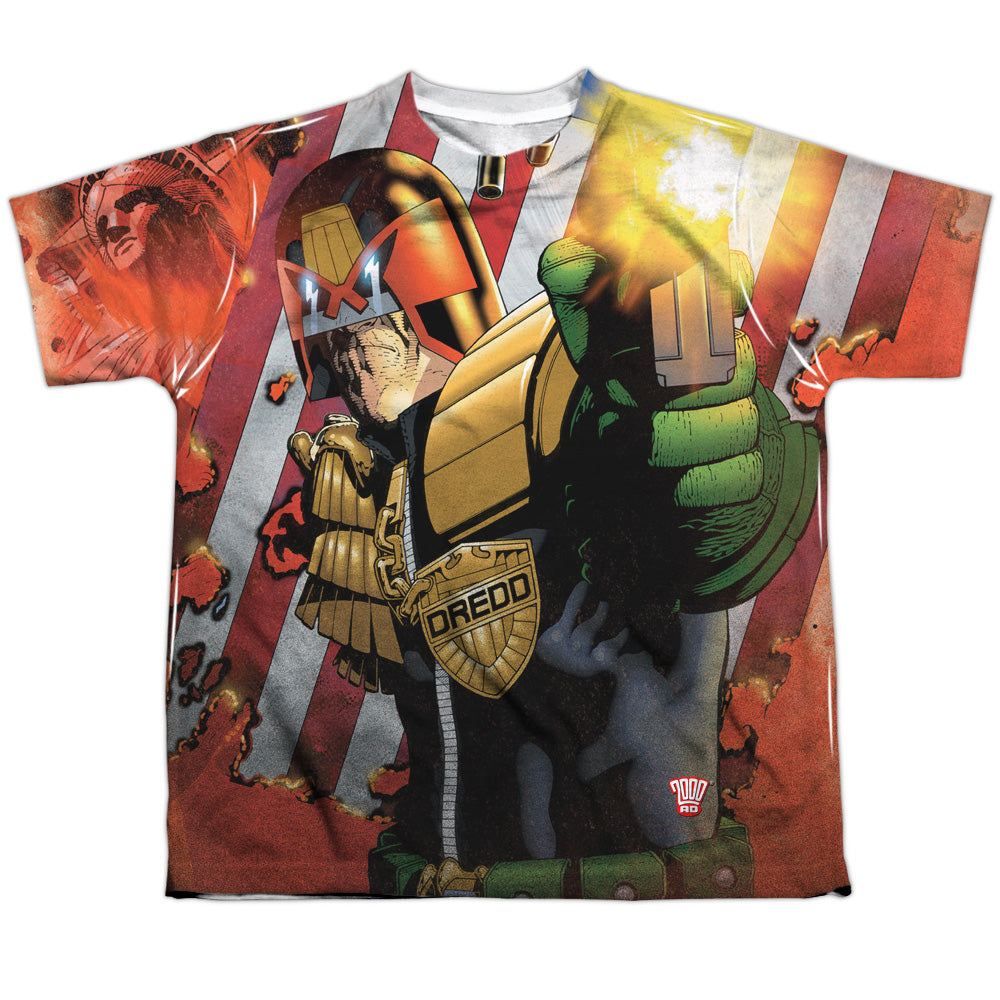 Judge Dredd - Democracy - Short Sleeve Youth Poly Crew - White T-shirt
