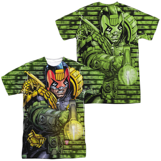 Judge Dredd - Matrix (Front/back Print) - Short Sleeve Adult Poly Crew - White T-shirt