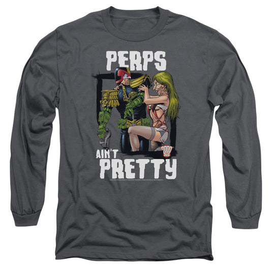 Judge Dredd - Aint Pretty - Long Sleeve Adult 18/1 - Charcoal T-shirt