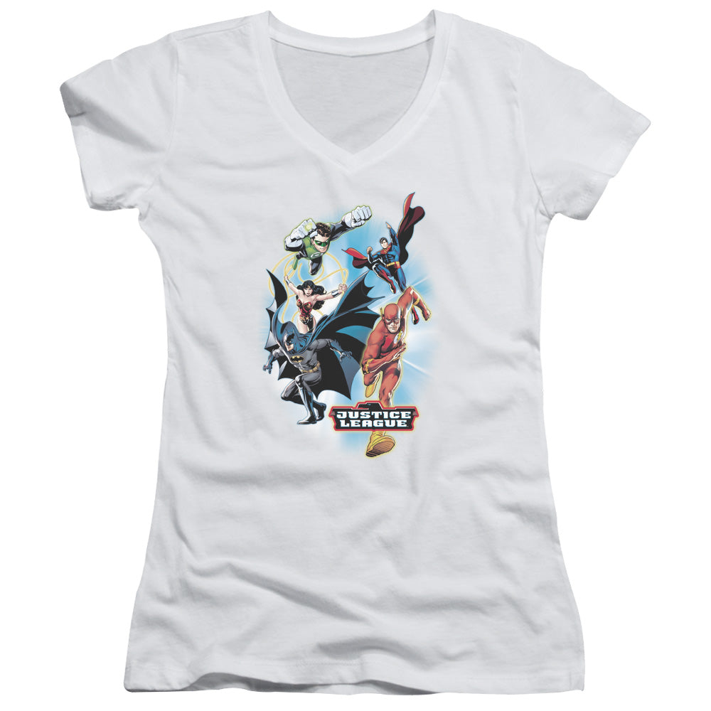 Jla - At Your Service - Junior V-neck - White