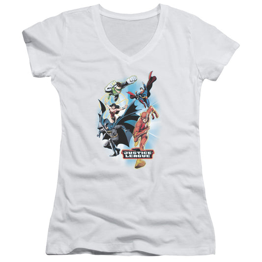 Jla - At Your Service - Junior V-neck - White