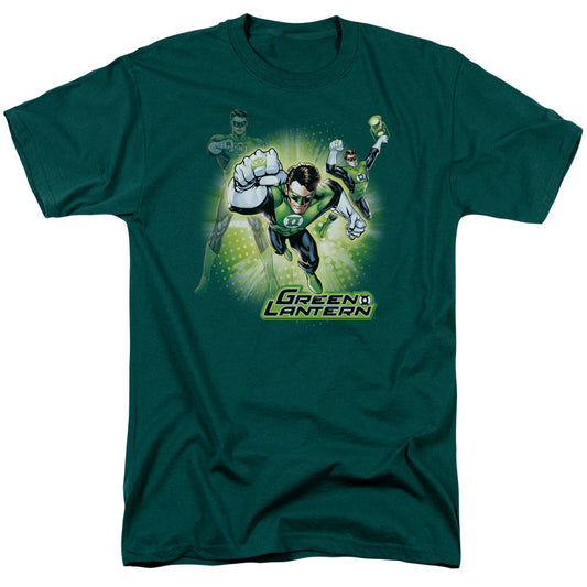 Jla - Lantern Burst - Short Sleeve Adult 18/1 - Hunter Green T-shirt