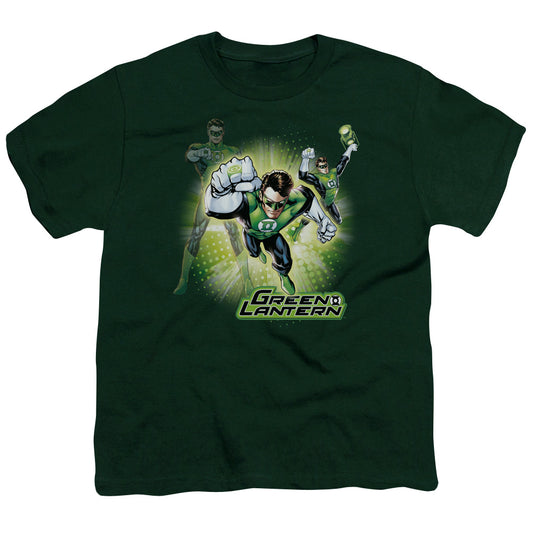 Jla - Lantern Burst - Short Sleeve Youth 18/1 - Hunter Green T-shirt