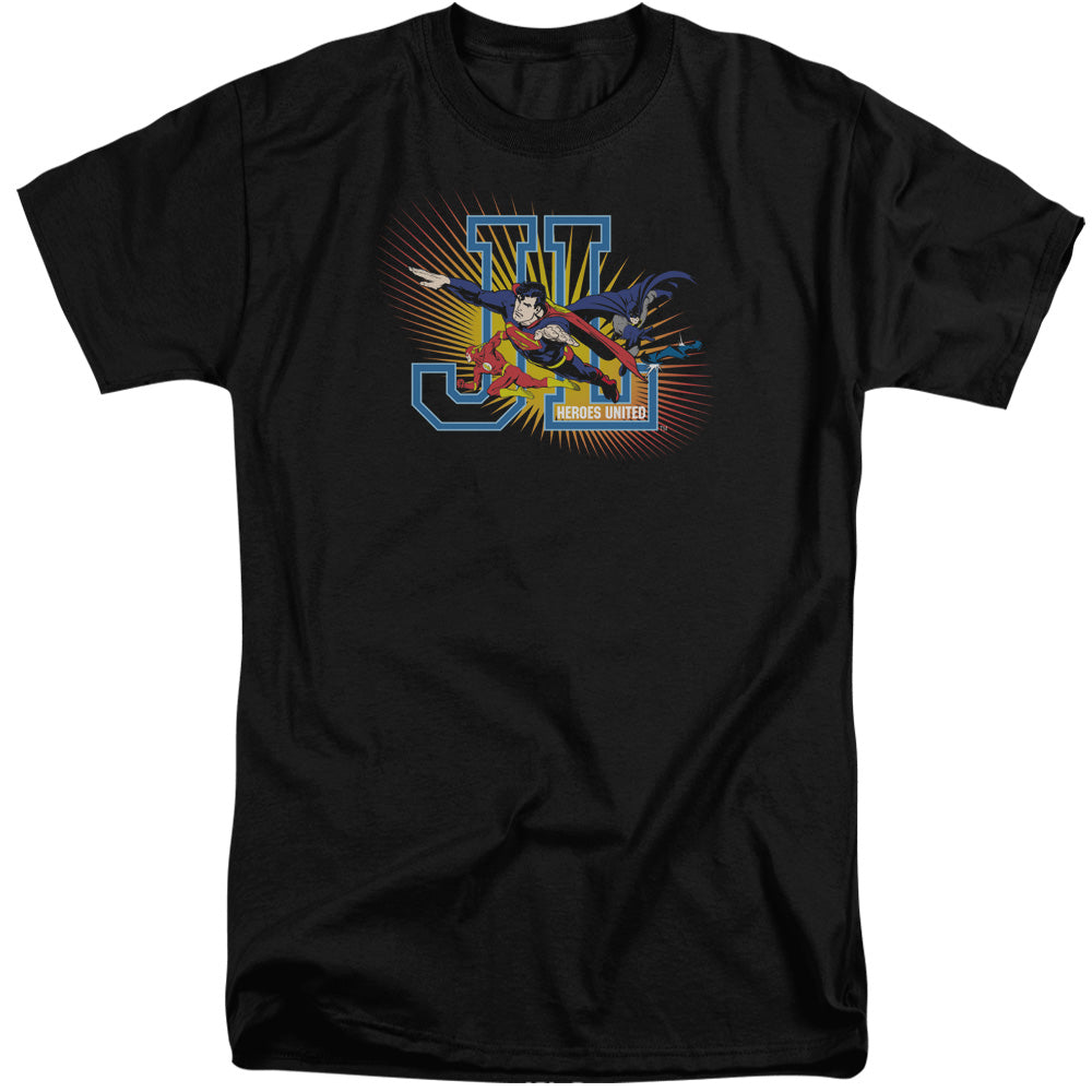 Jla - Heroes United - Short Sleeve Adult Tall - Black T-shirt