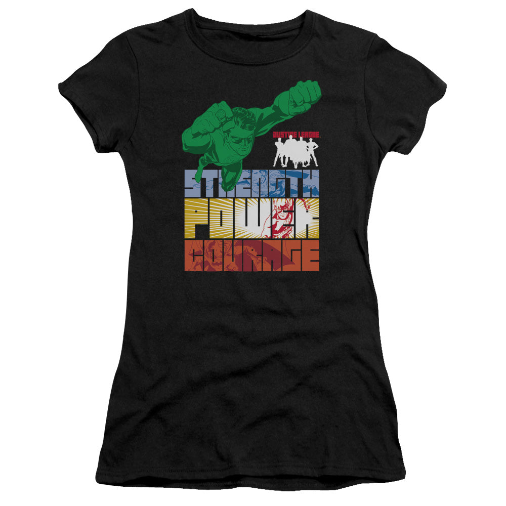 Jla - Heroic Qualities - Short Sleeve Junior Sheer - Black T-shirt