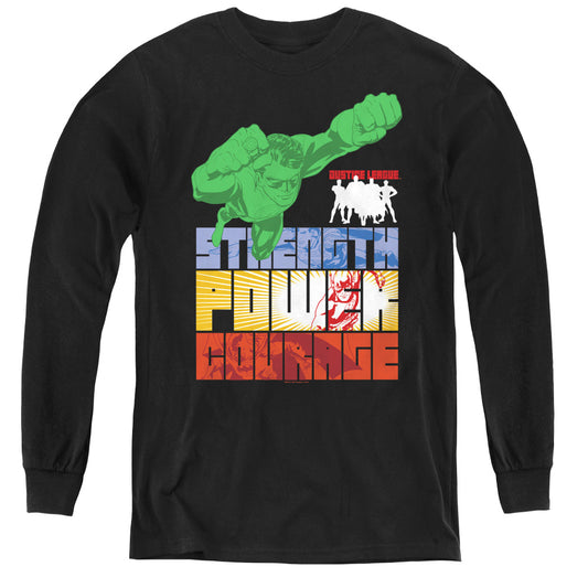 Jla - Heroic Qualities - Youth Long Sleeve Tee - Black