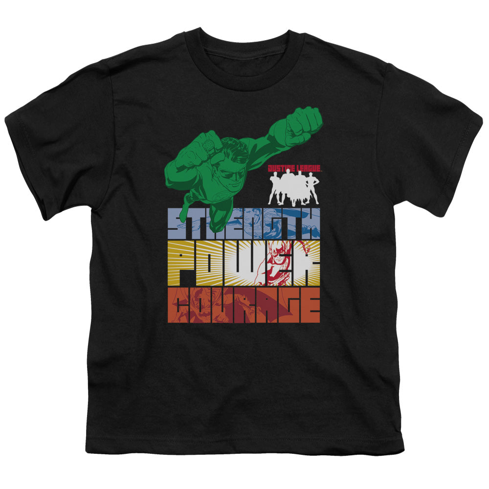 Jla - Heroic Qualities - Short Sleeve Youth 18/1 - Black T-shirt