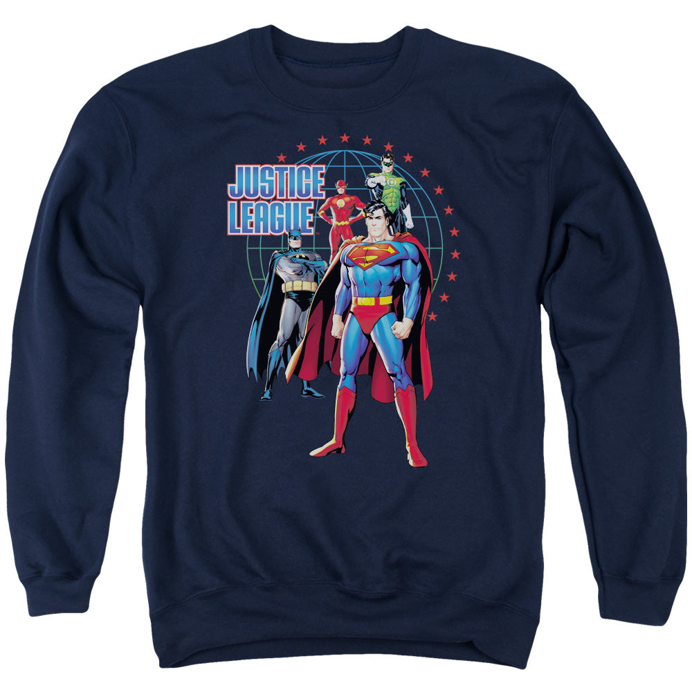 Jla - Protectors - Adult Crewneck Sweatshirt - Navy
